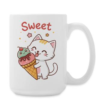 Chat Gourmand Kawaii et Cornet Glacé - Large Mug 440 ml - white - Right