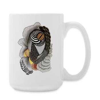 Geometrische Linienzeichnung mit Schuppenmuster - Große Tasse 440 ml - Weiß - Rechts