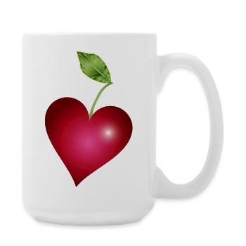 Cerise de cœur – motif d’amour fruité et doux - Grande tasse 440 ml - blanc - Droite