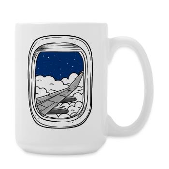 Vol de nuit au-dessus des fenêtres nuageuses - Grande tasse 440 ml - blanc - Droite