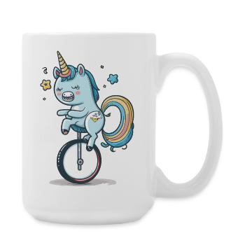 Unicorn on a unicycle – a colourful dream - Large Mug 440 ml - white - Right