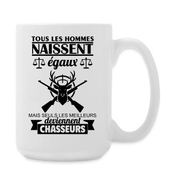 Alle Menschen werden als Jäger gleich geboren. Jagen - Große Tasse 440 ml - Weiß - Rechts