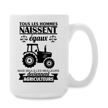 All men are born equal farmers - Large Mug 440 ml - white - Right