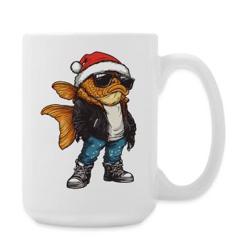 Poissons rouges Noël hiver - Grande tasse 440 ml - blanc - Droite