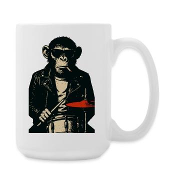 Chimp Rebel Drummer - Large Mug 440 ml - white - Right
