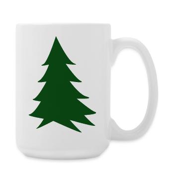 Deep green silhouette fir - Large Mug 440 ml - white - Right