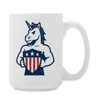 Patriotic Unicorn Guardian Maskottchen-Design - Große Tasse 440 ml - Weiß - Rechts