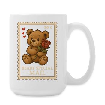 Ours en peluche tampon de la Saint-Valentin avec motif de rose - Grande tasse 440 ml - blanc - Droite