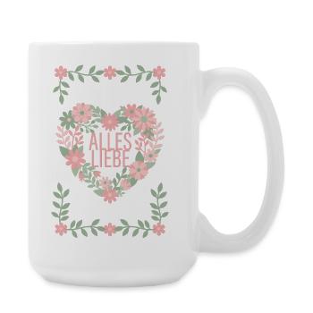 Alles Liebe Blumen Herz - Große Tasse 440 ml - Weiß - Rechts