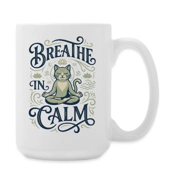 Meditating cat at rest - Large Mug 440 ml - white - Right