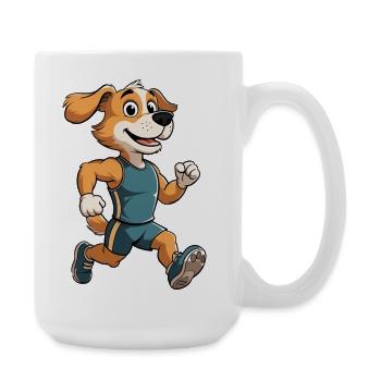 Running friend dog in training - Large Mug 440 ml - white - Right