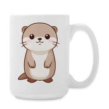 Loutre mignonne – Dessin animal joyeux - Grande tasse 440 ml - blanc - Droite