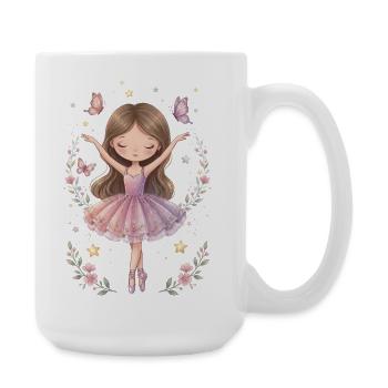 Ballerina Girl – Cute Ballet Design with Star - Large Mug 440 ml - white - Right