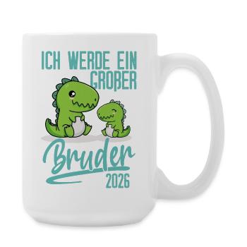 Ich werde ein großer Bruder Dino 2026 Baby - Große Tasse 440 ml - Weiß - Rechts