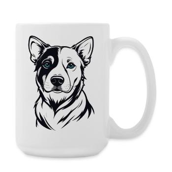 Two-Tone Dog Portrait Blue-Eyes - Large Mug 440 ml - white - Right