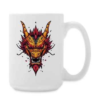 Dragon asiatique flamboyant - Grande tasse 440 ml - blanc - Droite