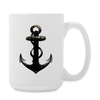 Nachtanker mit Seil Nautische Silhouette - Große Tasse 440 ml - Weiß - Rechts