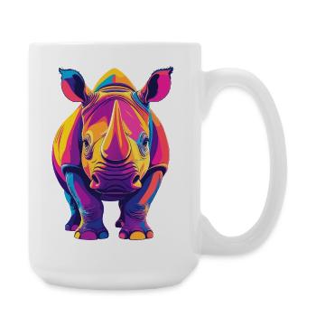 Colorful Rhino Pop Art Colorful Rhino Motif - Large Mug 440 ml - white - Right