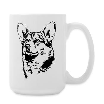 Corgi Pembroke Portrait Dog Dog Wilsigns - Large Mug 440 ml - white - Right