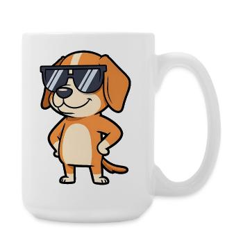 Sonnenbrillen Hund Pose - Große Tasse 440 ml - Weiß - Rechts