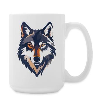 Wolf Head Illustration Strong Cool Wolf Motif - Large Mug 440 ml - white - Right