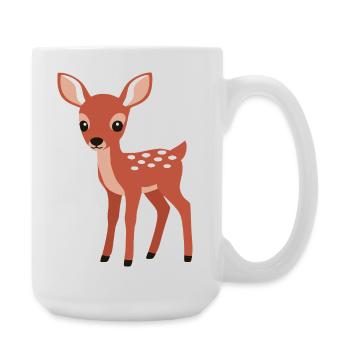 Cute curious fawn minimalist style - Large Mug 440 ml - white - Right