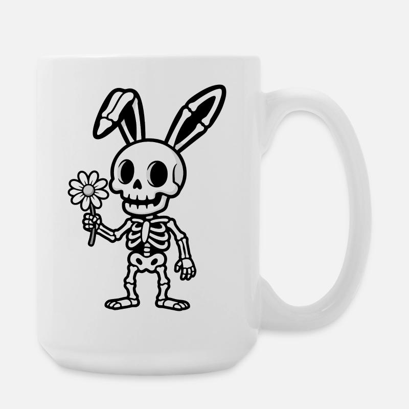 Lapin Squelette à Fleur - Grande tasse 440 ml - blanc