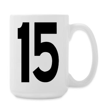 15 Fünfzehn Zahlen - Große Tasse 440 ml - Weiß - Rechts