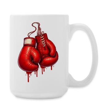 Red boxing gloves in graffiti style - Large Mug 440 ml - white - Right