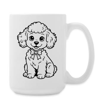 Poodle with bow – charm for clothes - Large Mug 440 ml - white - Right