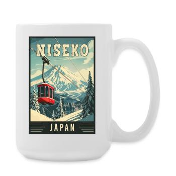 Winter Paradise in Niseko Japan Vintage Travel Art - Large Mug 440 ml - white - Right