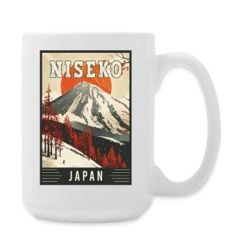 Winter Paradise in Niseko Japan Vintage Travel Art - Large Mug 440 ml - white - Right