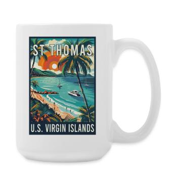 Explore St. Thomas Tropical Vintage Travel Art - Large Mug 440 ml - white - Right