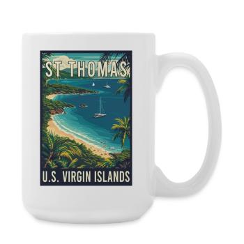 St. Thomas Tropical Vintage Travel Art - Large Mug 440 ml - white - Right