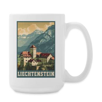 Liechtensteiner Schloss Vaduz Reisekunst - Große Tasse 440 ml - Weiß - Rechts