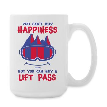 Happiness Ski Snowboard Berge Piste - Große Tasse 440 ml - Weiß - Rechts