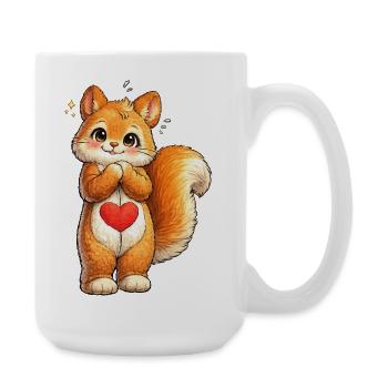Écureuil timide au cœur rouge - Grande tasse 440 ml - blanc - Droite