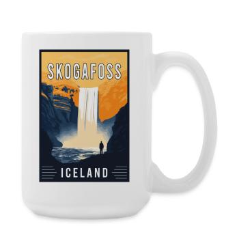 Discover Majestic Skogafoss Waterfall in Iceland - Large Mug 440 ml - white - Right