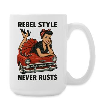 Pin-up rockabilly : Le style rebelle ne rouille jamais rétro - Grande tasse 440 ml - blanc - Droite