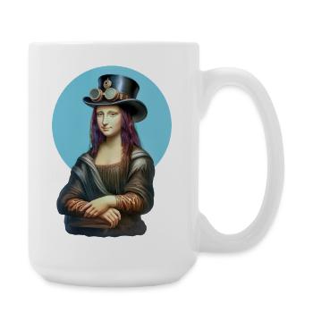 STEAM MONA - steam punk'n'roll - Large Mug 440 ml - white - Right