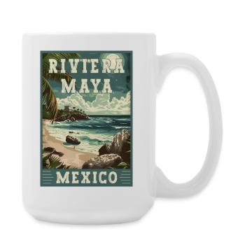 Discover Paradise In Riviera Maya - Mexico - Large Mug 440 ml - white - Right
