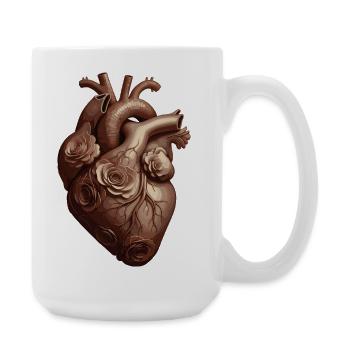 Herz mit Rosen im Sepia-Stil - Große Tasse 440 ml - Weiß - Rechts