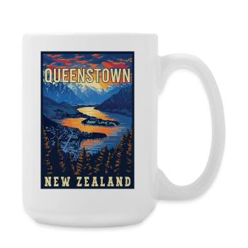 Discover Queenstown in New Zealand - Large Mug 440 ml - white - Right