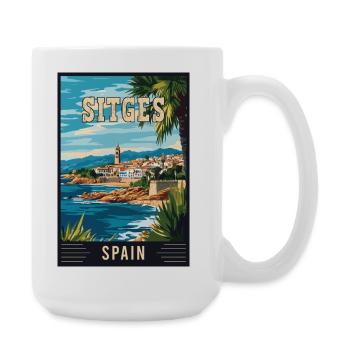 Explore Vibrant Charm of Sitges in Spain - Large Mug 440 ml - white - Right