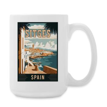 Experience Vibrant Charm of Sitges in Spain - Large Mug 440 ml - white - Right