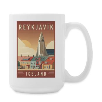 Discover Nordic Cityscape of Reykjavik in Iceland - Large Mug 440 ml - white - Right