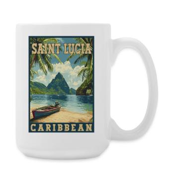 Experience Saint Lucia Caribbean Tropical Paradise - Large Mug 440 ml - white - Right