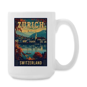 Explore Zurich in Switzerland Vintage Travel Art - Large Mug 440 ml - white - Right