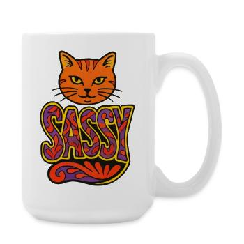 Sassy Cat Psychedelic Script - Große Tasse 440 ml - Weiß - Rechts