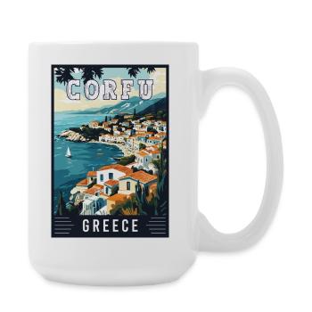 Erleben Sie den Inselcharme von Korfu in Griechenland - Große Tasse 440 ml - Weiß - Rechts